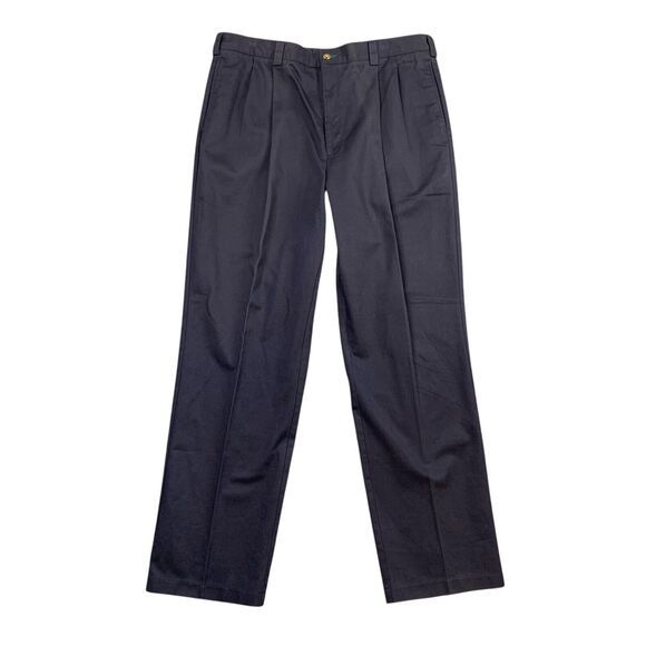 Vintage Tommy Hilfiger Pants Mens 38 Navy Blue Cotton Pleated Khaki Straight New - Picture 1 of 14